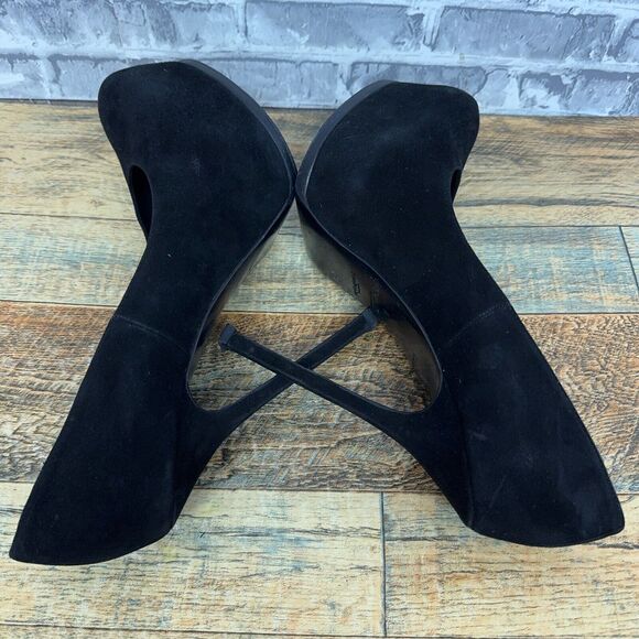 Yves Saint Laurent Tribtoo Black High Heel Suede Shoes Platform Pumps Women 41.5 - Picture 7 of 14